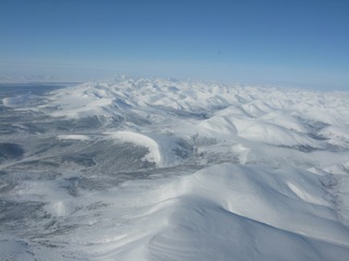 The Canadian Richardson Mountains - a vast wilderness - on the west flank of the Mackenzie River Delta.