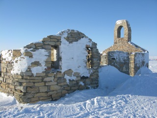 The first Catholic Church built in Cambridge Bay - from rocks and mortar.  The mortar was made with a mixture of clay and seal oil blubber.