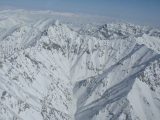 Rugged mountain peaks of the Richardson Mountains, between Inuvik, Northwest Territories and Old Crow, Yukon Territory.