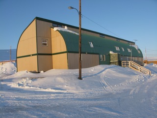 Green roofed Resolute Bay Health Center.