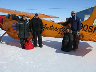 The Laserich Team (Left to Right:  Gordon, Remy, Willy, and Brian) - Adlair Aviation, Cambridge Bay.