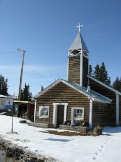 One of the log churches in Old Crow, Yukon Territory.