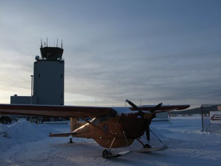 Polar Pumpkin in front of the Fairbanks Control Tower