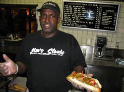 Art couldn't miss the opportunity for a real Phillie Cheesesteak sandwich