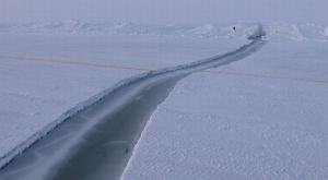 Crack opening across the runway at the Russian Drifting Ice Station Barneo.�